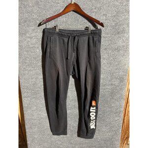 Nike Pants Mens Medium Black Fleece Sweatpants Joggers Just Do It Leg Graphic
